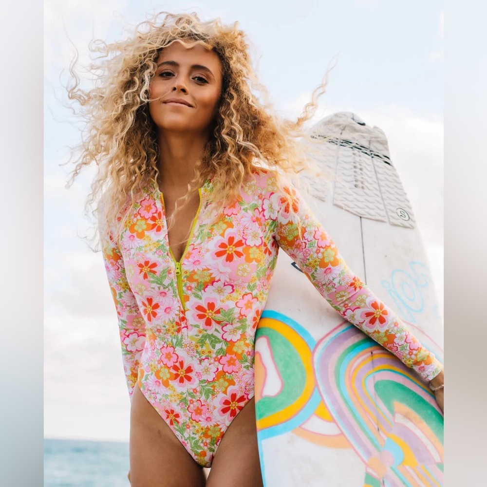 Jolyn PALOMA LONG SLEEVE ZIP-UP SURF ONE PIECE